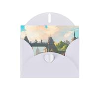 DLXW Biglietto di ringraziamento con scritta "Outside the Castle Gate White", con busta, 15,2 x 10,2 cm, busta bianca