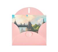 DLXW Biglietto di ringraziamento con scritta "Outside the Castle Gate White", con busta, 15,2 x 10,2 cm, busta rosa