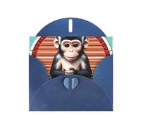 DLXW Biglietto di ringraziamento con scritta "The Silent Monkey", con busta, 15,2 x 10,2 cm, busta blu