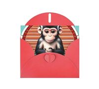 DLXW Biglietto di ringraziamento con scritta "The Silent Monkey", con busta, 15,2 x 10,2 cm, busta rossa