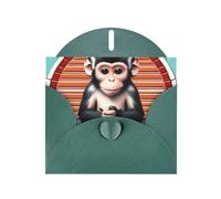 DLXW Biglietto di ringraziamento con scritta "The Silent Monkey", con busta, 15,2 x 10,2 cm, verde scuro