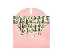 DLXW Biglietto vuoto con mappa del tesoro labirinto con busta biglietto di ringraziamento 15,2 x 10,2 cm, busta rosa