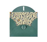 DLXW Biglietto vuoto con mappa del tesoro labirinto con busta biglietto di ringraziamento 15,2 x 10,2 cm, busta verde scuro