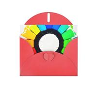 DLXW Cartolina vuota con cerchi colorati con busta, biglietto di ringraziamento, 15,2 x 10,2 cm, busta rossa