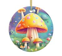 Dlxw Decorazioni per albero di Natale rotonde in ceramica eleganti ornamenti da appendere per uomini e donne souvenir fantasia sogno fungo