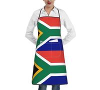 DLXW Grembiule da chef professionale, regolabile, adatto sia per uomini che per donne, con tasche, perfetto per l'uso in cucina. Bandiera del Sud Africa