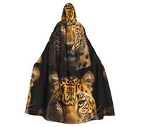 DLXW Il mantello con cappuccio leopardo dagli occhi profondi per adulti - 100% poliestere, comodo e resistente, perfetto per Halloween, cosplay, feste in costume, spettacoli teatrali
