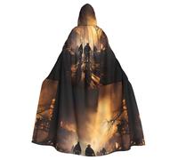 DLXW mantello da donna da uomo Halloween con cappuccio mantello regina abito costume rinascimentale medievale vigili del fuoco combattimento incendi