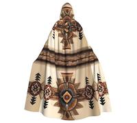 DLXW mantello da donna da uomo Halloween con cappuccio mantello regina abito costume rinascimentale medievale costume nativo americano pittura