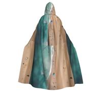 DLXW mantello da donna da uomo Halloween con cappuccio mantello regina abito costume rinascimentale medievale vista aerea della spiaggia