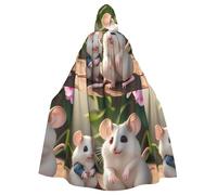 DLXW mantello da donna da uomo Halloween con cappuccio mantello regina abito costume rinascimentale costume medievale madre e bambino ratti