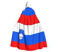 DLXW mantello da donna da uomo Halloween con cappuccio mantello regina abito costume rinascimentale medievale bandiera della slovenia