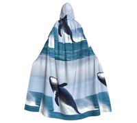 DLXW mantello da uomo donna Halloween con cappuccio mantello regina abito costume rinascimentale medievale balene in mare