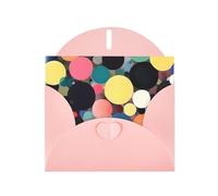 DLXW Pittura astratta di cerchi carta vuota con busta biglietto di auguri biglietto di ringraziamento 15,2 x 10,2 cm busta rosa
