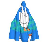 DLXW rinascimentale adulto con cappuccio mantello poliestere mantello vittoriano capelle medievale hobbit halloween costume oca bianca allargare le ali