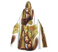 DLXW rinascimentale adulto mantello con cappuccio poliestere mantello vittoriano capelle medievale hobbit halloween costume scoiattolo mangiare noci