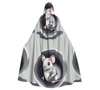 DLXW rinascimento adulto con cappuccio mantello poliestere capello vittoriano capelle medievale hobbit halloween costume mouse nel foro