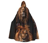 DLXW rinascimento adulto con cappuccio mantello poliestere mantello vittoriano capelle medievale hobbit halloween costume lo sguardo del leone