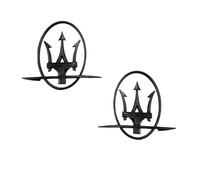 DLXYZML Nero Ricambio Emblema Kit per Maserati Ghibli 2013 2014 2015 2016 2017,Anteriore Posteriore Logo Stemma Lettere Griglia Bagagliaio Insignia ABS Accessori Decorazione Styling Modifica Auto