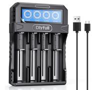 Dlyfull 18650 - Caricatore universale con display LCD per batteria agli ioni di litio da 3,7 V, 18650, 21700, 18700, 26650, 22650, 20700, 16340(RCR123), 14500