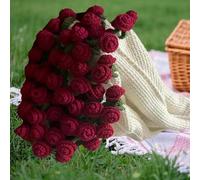 DLZFUDTY Crochet Flowers Rose Bouquet Blanket Handmade, Soft and Lightweight Romantic Rose Flower Bouquet Knitted Throw Blankets, Gift for Mother's Day, Valentine’s Day, Birthday (red)
