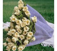 DLZFUDTY Crochet Flowers Rose Bouquet Blanket Handmade, Soft and Lightweight Romantic Rose Flower Bouquet Knitted Throw Blankets, Gift for Mother's Day, Valentine’s Day, Birthday (white)