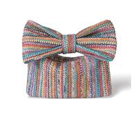 DLZFUDTY Pochette Paglia,Pochette Donna Mare Borsa a mano in paglia intrecciata da donna, con manico fiocco, borsa polso di lusso for feste e banchetti, spiaggia le vacanze(Multicolor)