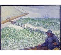 DLZJYIQV Famoso Canvas Immagini Immagine Su Tela l'uomo al timone Dipinto di Théo Van Rysselberghe per la Decorazione Domestica dell'ufficio 60x90cm