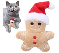DMAIS Giocattolo di Peluche di Pan di, Giocattoli di gatta di Natale, Giocattoli interattivi di gatta di omino di Pan di per Gatti ripieni, Giocattolo di dentizione per Gatti