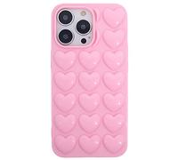 DMaos Custodia per iPhone 13 da donna, 3D Pop Bubble Cuore Kawaii custodia in gel, ragazza carina per iPhone13 6,1 pollici - rosa