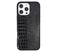 DMaos Custodia per iPhone 16 Pro da donna, copertura in pelle sintetica verniciata coccodrillo, moda classica per iPhone16 Pro 2024 6.3 pollici - nero
