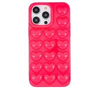 DMaos Custodia per iPhone 16 Pro Max da donna, cover in gel 3D Pop Bubble Heart Kawaii, carina e femminile per iPhone16 Pro Max 6,9 pollici - Rosa acceso