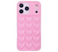 DMaos Custodia per iPhone 17 da Donna, Cover in Gel 3D Kawaii con Bolle Pop a Cuore, Carino e Girly per iPhone 17 da 6,3 Pollici - Rosa