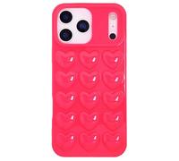 DMaos Custodia per iPhone 17 Pro Max da donna, cover in gel 3D Pop Bubble Heart Kawaii, carina per iPhone17 Pro Max 6,9 pollici, rosa acceso