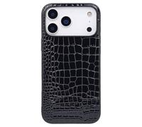 DMaos Custodia per iPhone 17e da donna, copertura in pelle sintetica verniciata coccodrillo, moda classica per iPhone17e 2026 6,1 pollici - nero