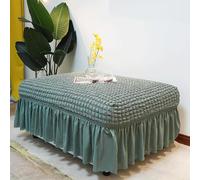 DMBAOD Copripoggiapiedi Seersucker Quadrato, copripoggiapiedi Rettangolare con Gonna, copripoggiapiedi Elasticizzato Adatto per Soggiorno e Camera da Letto Verde Chiaro Length 60-89cm Width 30-50cm