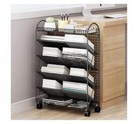 DMBBSAPBSH Scaffale Mobile, Scaffale Scrivania Mobile, Ripiani Inclinati a Forma di V con Ruote bloccabili per casa, ufficio, scuola, biblioteca, carrello dei libri(Black)