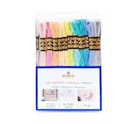 DMC - Assortimento Mouliné 4 mt - Colori "Pastello", 100% cotone - 12 matassine di 4 metri | Colori assortiti, filato da ricamo, ideale per punto croce, braccialetti dell'amicizia, attività creative