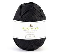 DMC Eco Vita - Filato di rafia 100% fibra di legno/rafia, per uncinetto e lavoro a maglia, 50 g/100 m L, lavaggio a mano, per cappelli, borse e accessori (02 nero)