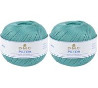 DMC-Filato di Petra, in puro cotone, colore: turchese, dimensione 5 (Confezione da 2)