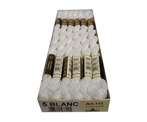 DMC Matassa di cotone perlato, misura 5, colore bianco (12 matasse)