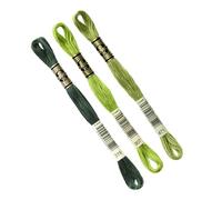 DMC - Set di 3 matasse DMC assortite verde colletto. 319-907-471, filo da ricamo mulinato 117MC, 100% cotone, adatto a tutte le tecniche e supporti, ideale per punto croce