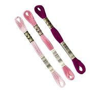 DMC - Set di 3 matasse DMC assortite ROSE colletto. 605-602-915, filo da ricamo mulinato 117MC, 100% cotone, adatto a tutte le tecniche e supporti, ideale per punto croce