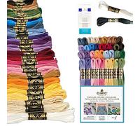DMC - Set di filo da ricamo, colori popolari, filo da ricamo DMC, kit filo interdentale DMC include 36 colori assortiti con aghi DMC Mouline in cotone bianco/nero e DMC.