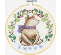 DMC Set punto croce con telaio da ricamo "Fairy tale bear", schema di conteggio,