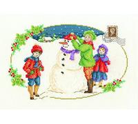 DMC Vintage Building a Snowman Kit Punto Croce, 100% Cotone, Multicolore