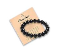 DmDoyy 1 Pieces Natural Black Obsidian Bracelet, Natural Tourmaline, Lucky Charms, Yoga Chakra Bracelet, Median Stone Tourmaline, Stone, Tourmaline
