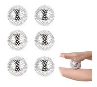 DmDoyy Sfere Magnetiche 3.2cm A Pillole, Spike Ball, Per Il Rilassamento Muscolare Ultimo, Automassaggio, 6 Pz, Argento