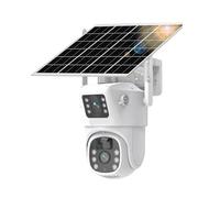 DMETE 4K 8MP Dual Lens PTZ Telecamera solare Doppio schermo PIR Rilevamento umano Batteria esterna IP di sorveglianza sicurezza Installazione semplice(1Pcs Camera Add 64G)