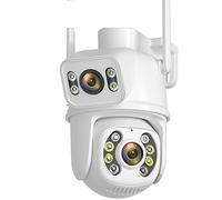 DMETE 4MP 8MP 4K PTZ Camera Dual Lens con doppio schermo Ai Human Detect Auto Tracking Telecamera di sorveglianza esterna wireless Installazione semplice(4MP Add 32G Card)